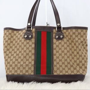 💎✨XL RARE✨💎GUCCI Beige Brown Tote Bag